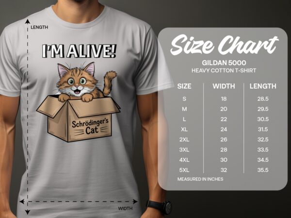 Schrödinger's Cat I'm Alive T-Shirt, Cute Cat in Box Graphic Tee, Funny Science Humor Shirt, Quirky Gift for Cat Lovers - Image 2