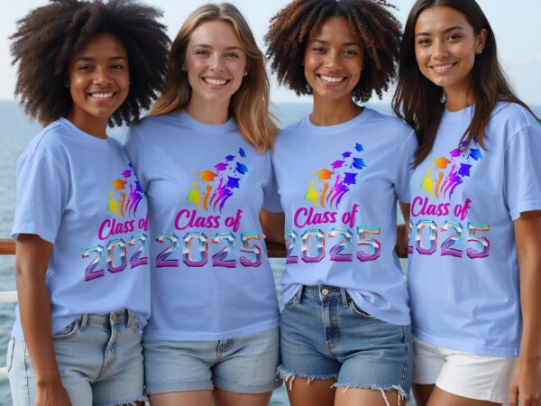 Class Of 2025 Graduation Caps Celebration Event T-Shirts - Image 3
