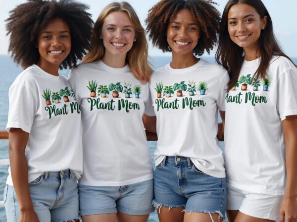 Plant Mom With Various Potted Plants Graphic Design T-Shirts - Image 6